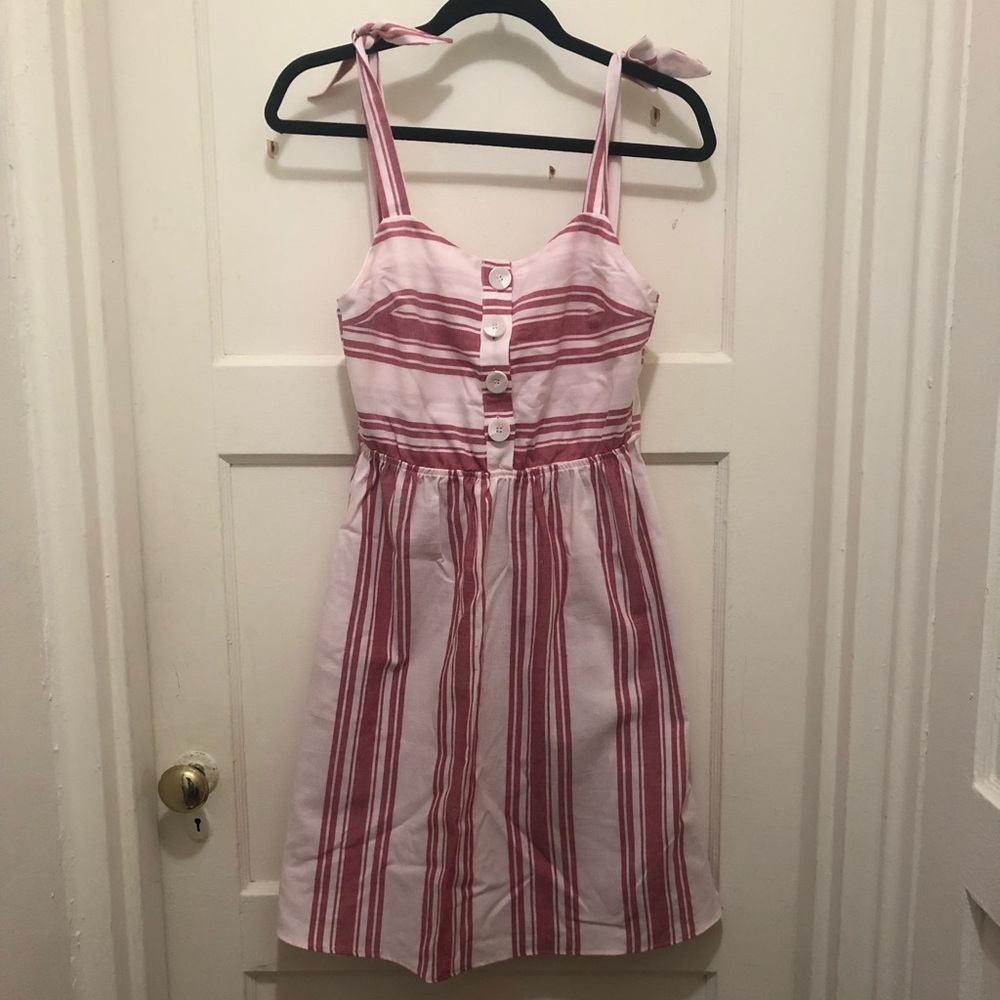 Zara Stripe red white dress with pockets